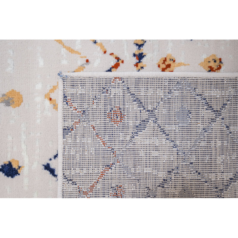 Tapis géométrique rose / bleu, Tapis de couloir 2 pi x 8 pi