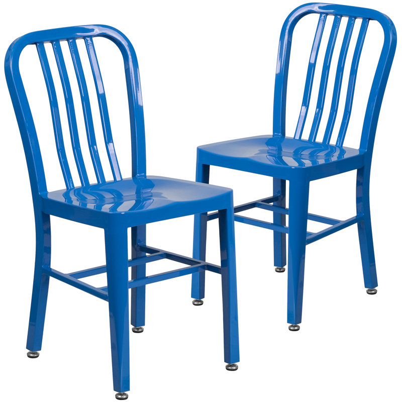 Commercial Grade Metal Indoor-Outdoor Bistro Chair, Blue