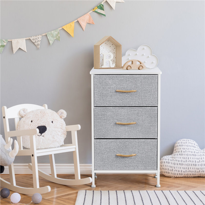 45cm W 3 - Drawer Chest of Drawers, Light Grey, White