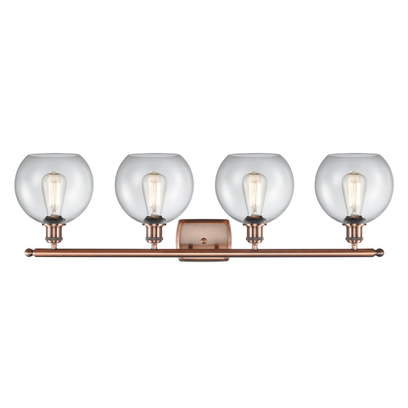 Éclairage pour salle de bain 4 lumières Cindi, DEL, Transparent, Cuivre antique