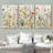 Vibrant Wildflower " Colorful Boho French Floral Decor " Large Framed Canvas Print 3 Pieces Wall Art-90890092-90890093