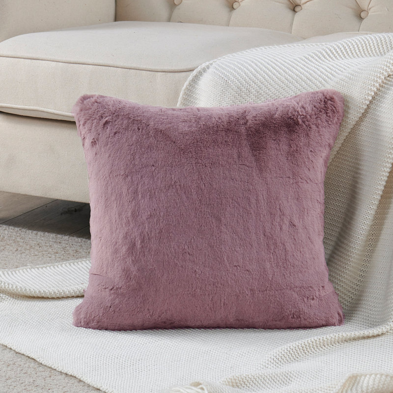 Housse de coussin lourd en fausse fourrure, H 20 pi x l 20 pi, Bois de rose