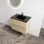 Meuble-lavabo mural de 30 pouces avec lavabo en céramique noire et tiroirs à fermeture en douceur, peu encombrant et élégant-116332454