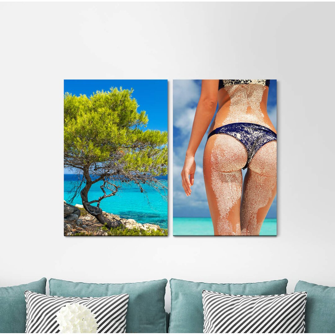 2-tlg. Leinwandbilder-Set - Fotografie „Greece Chalkidiki South Tree Bikini Dream Beach Summer”