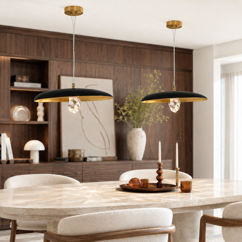 Luminaire suspendu en cristal 15 "à 1 lumière à intensité variable pour îlot de cuisine 15" (ensemble de 2)