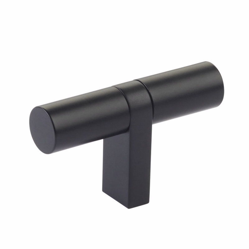 Emtek Select Cabinet T-Knob 2-1/4", Rectangular Bar Stem & Smooth Pull, Flat Black, 0.88