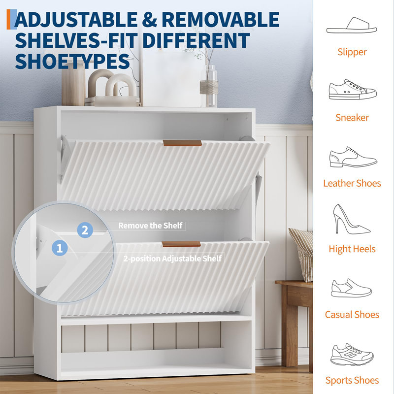 Meuble de rangement pour chaussures Slim, Blanc
