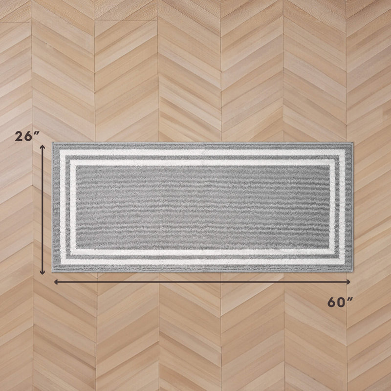 Laura Ashley Debbie - Tapis deux tons à double bordure et lavable à la machine, Gris clair / naturel