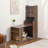 Mid-century Multi-use Extenable Cabinet Desk With Storage Peg Board, Storage Cabinet With Sliding Glass Doors, Led Light, Free Cat Cushion And Cat Toy