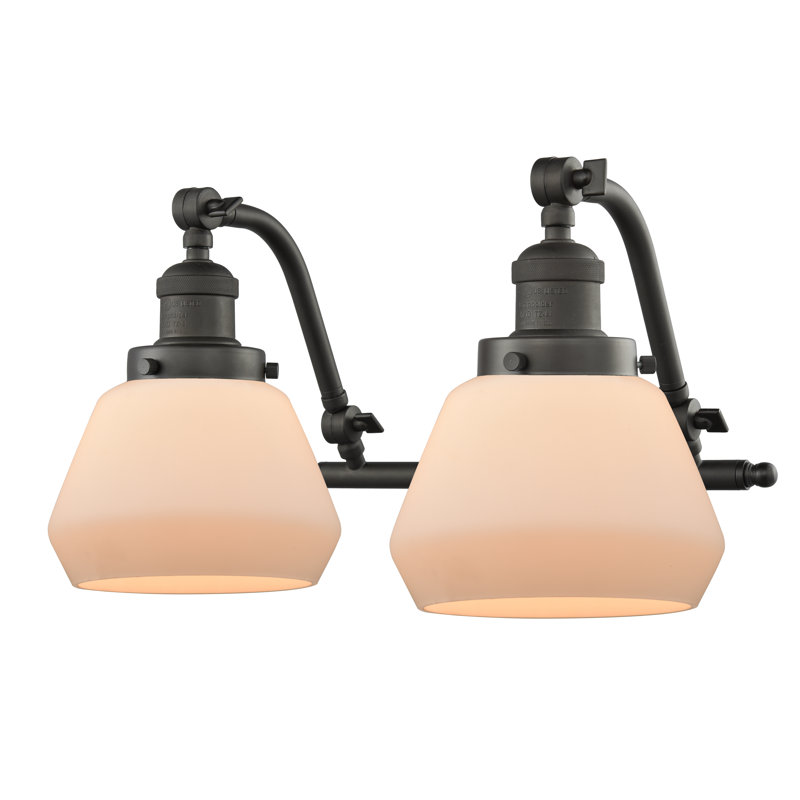 Éclairage pour salle de bain 2 lumières à intensité variable Keefe, Bronze huilé, Boîtier blanc mat