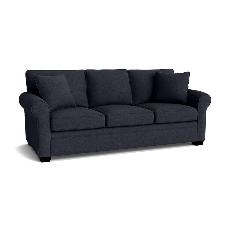 Quaker Upholstered 84'' Sofa, Espresso, Entice Navy