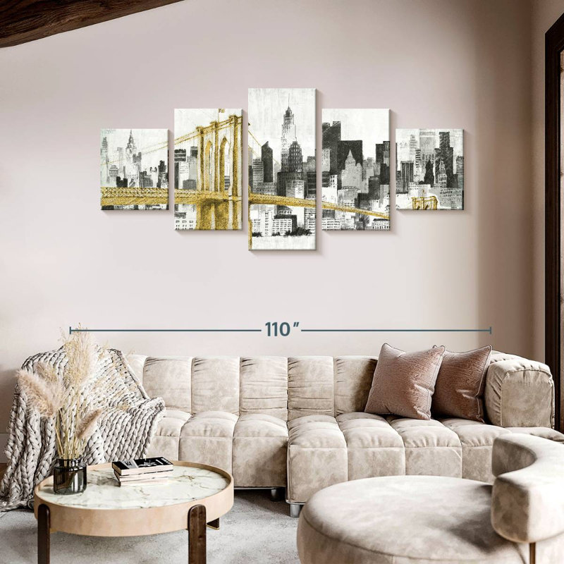 New York, pont jaune sans mots, H 42 po x l 92 po