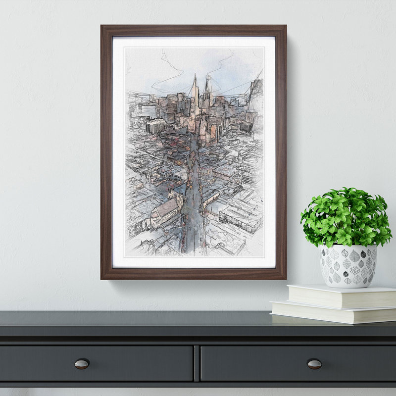Downtown San Francisco - Picture Frame Painting Print, Walnut Framed, 45cm H x 33cm W x 2cm D