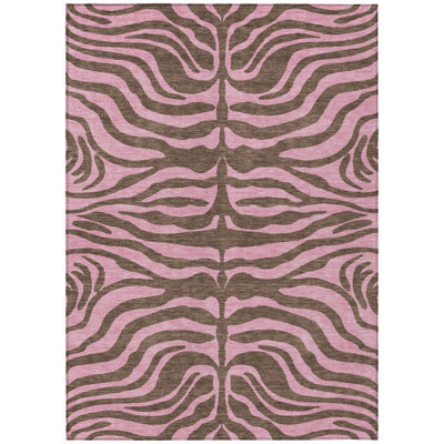 HomeRoots 3' X 5' Brown Animal Print Washable Indoor Outdoor Area Rug