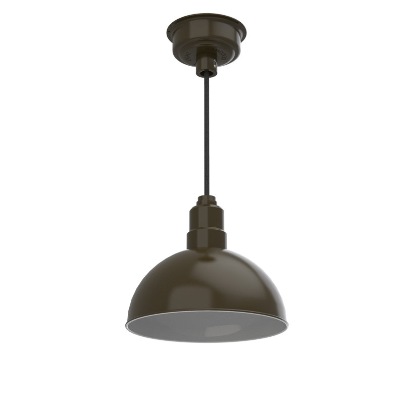 Luminaire suspendu en forme de dôme à 1 lumière DEL Ludwicka, H 72 po x l 12 po x P 12 po, Bronze acajou