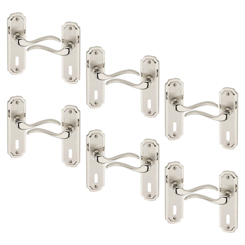 Door Handle, Satin Nickel Keyhole