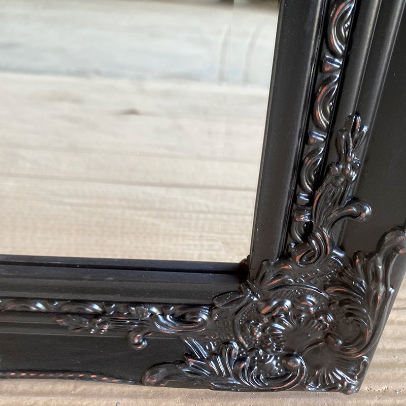 Kenner Solid Wood Rectangle Mirror, Distressed Black