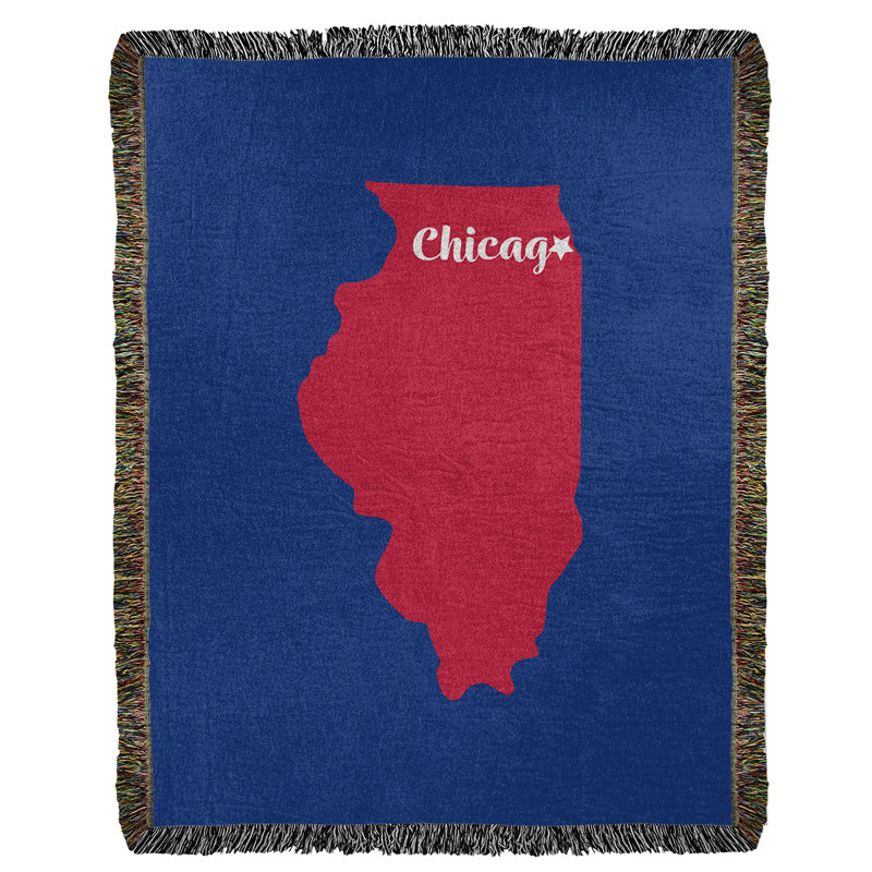 Jeté en coton tissé Chicago Sports, l 60 po x L 80 po, Bleu