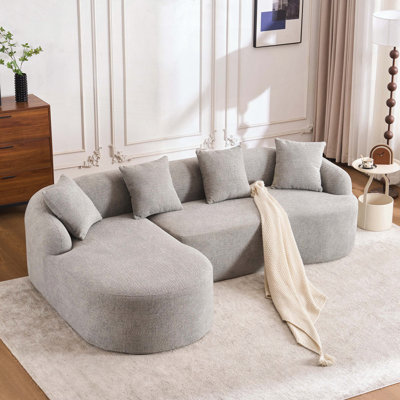 L-Shape Sectional Sofa with Curved Chaise
