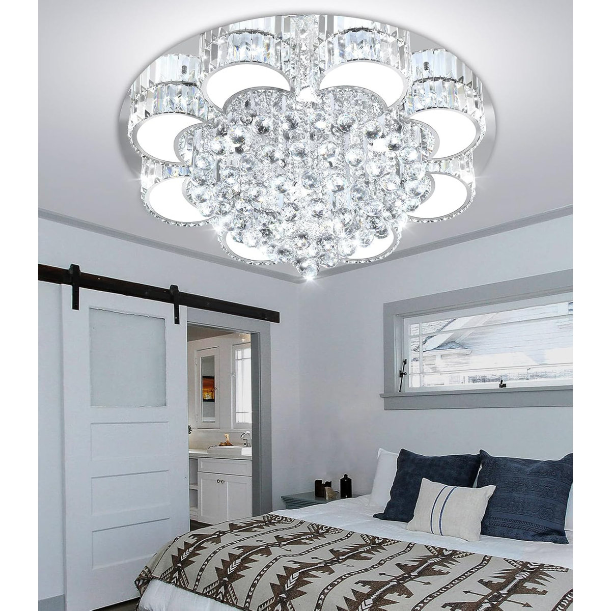 Elegant bedroom lighting - Glam Dimmable Crystal Chandelier