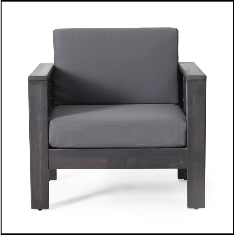 Fauteuils club d'extérieur en bois d'acacia durable avec coussins confortables, parfaits pour la détente et l'attrait esthétique