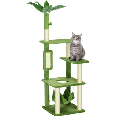 Cat Tree For Indoor Cats With Hammock, Scratching Post, Platforms, Play Ball And Anti-Tipping Device