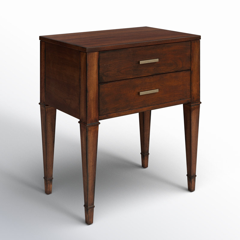Kai Black 2 Drawer Nightstand, Antique Cherry