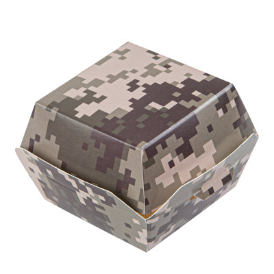 Restaurantware-2.5 x 2.5 x 2 Inch Mini Burger Boxes, 100 Clamshell Food Containers - Hinged Lid, Disposable, Camouflage Paper Take Out Boxes, Serve Sliders Or Finger Foods