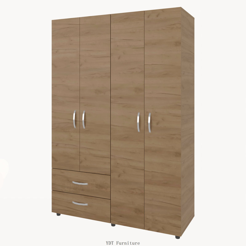 Armoire 2 portes en chêne naturel avec tablette et tiroirs