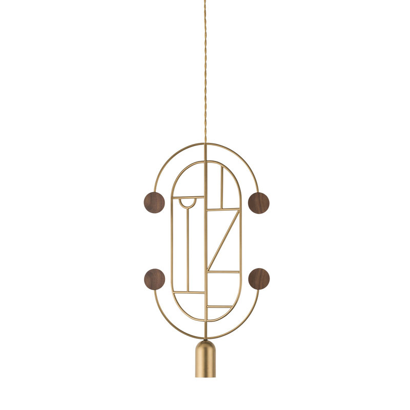 Wooden Dots 1 - Light Pendant, Brass, Walnut
