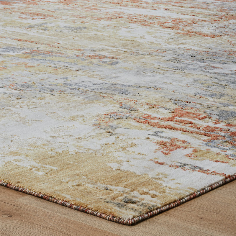 Bergeman Wool Abstract Area Rug in Beige, Rectangle 9'9" x 12'6"