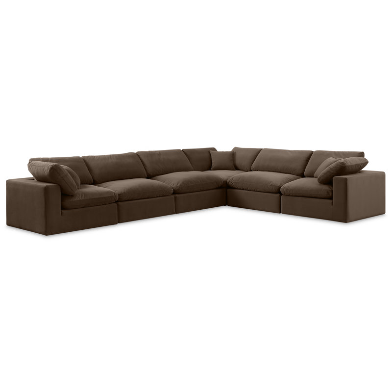 Canapé modulaire réversible en velours de 160 po Homero, Velours brun