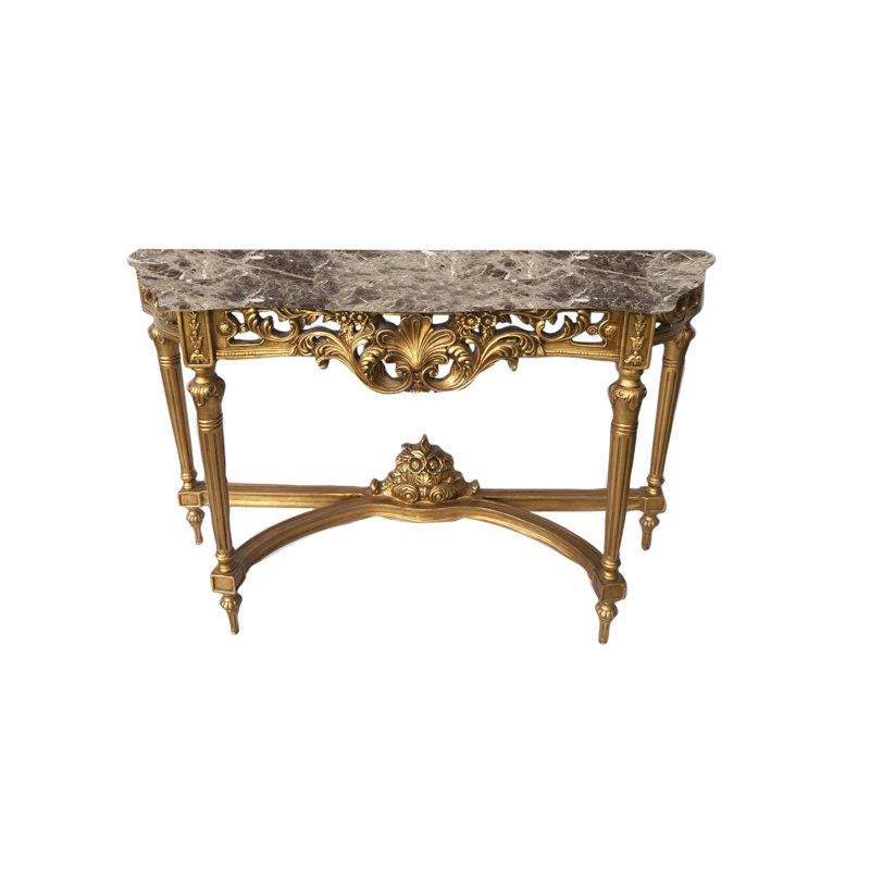 Rosia 54'' W Marble Console Table, Brown Marble