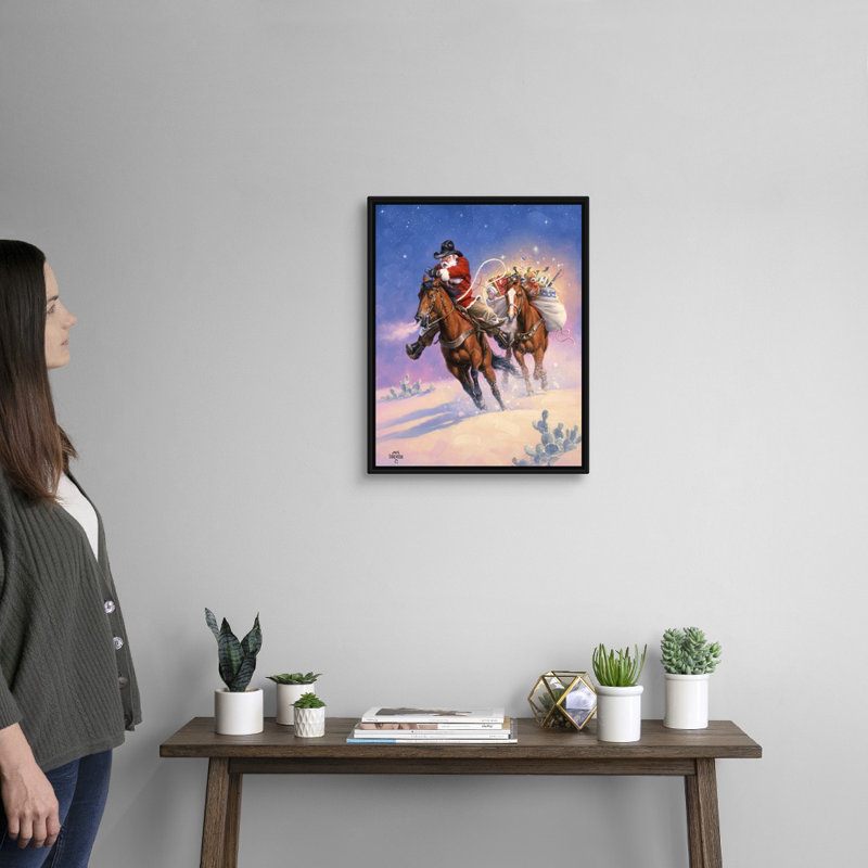 Reproduction d’art sur toile, "père Noël, H 32 po x l 26 po x P 1,75 po, Cadre noir