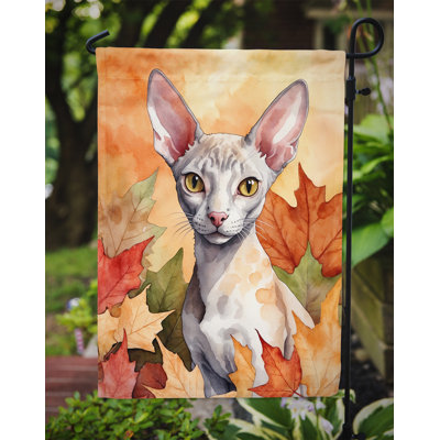 Chat en feuilles d'automne drapeau de jardin