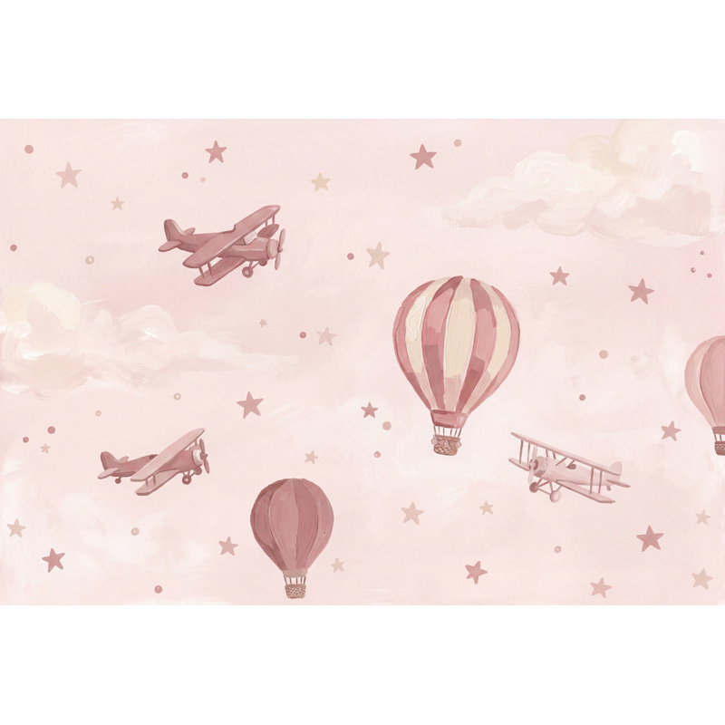 Papier peint montgolfière amovible ciel fantaisiste amovible, 100 po x 96 po, Peler et coller