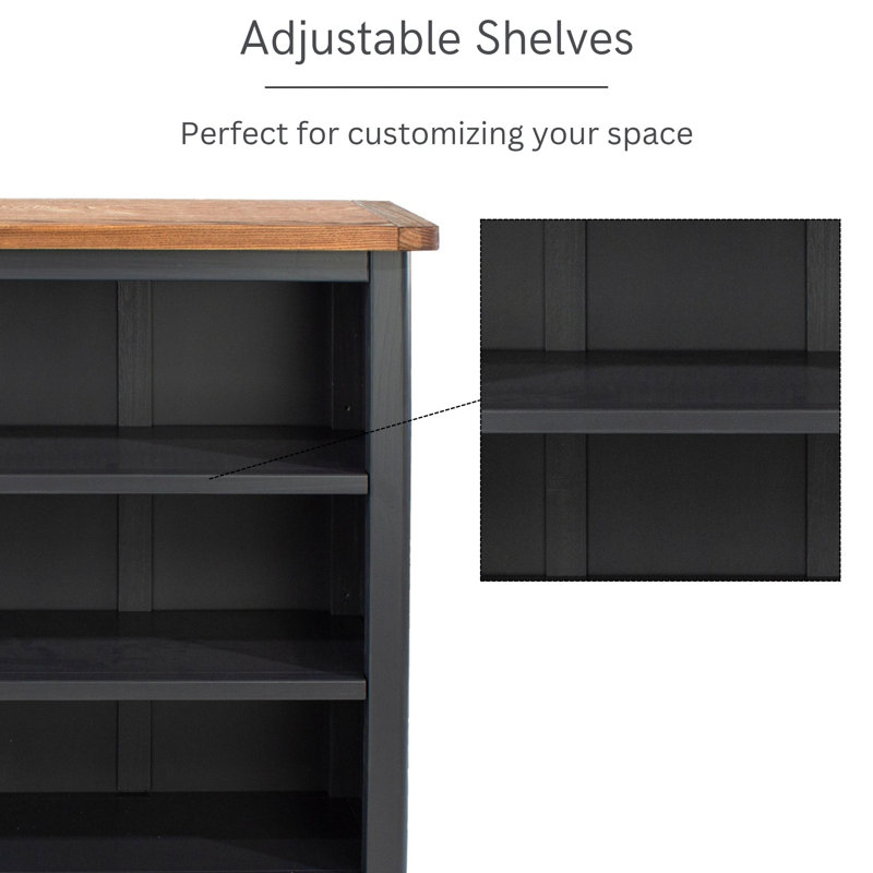Aulay Tall Bookcase, Midnight Blue, Adjustable Shelves, 90cm H x 90cm W x 30cm D