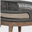 Chaise de terrasse Orbit en bois d'eucalyptus vieilli avec corde grise et coussins en oléfine taupe