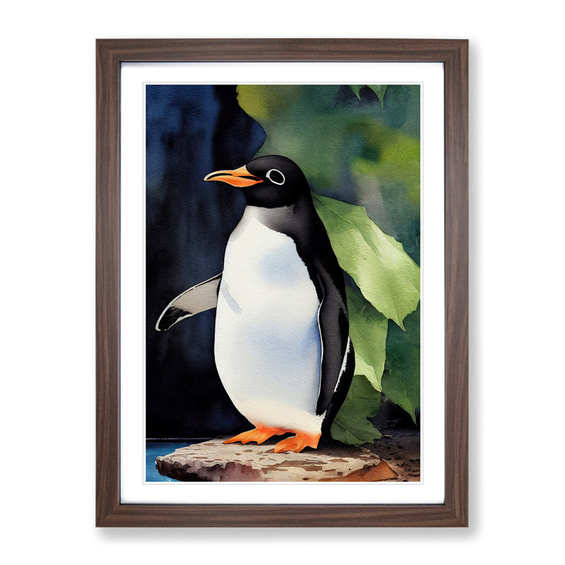Penguin No.5 - Print, Walnut Picture Frame, White, 64cm H x 46cm W