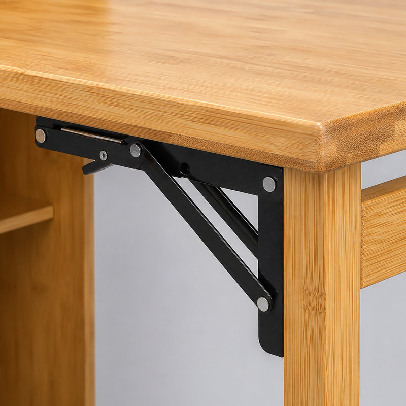 Bureau pliant en bambou avec rangement caché Table d'ordinateur pliable pour petit espace Bureau Mid Century pour bureau à domicile Chambre à coucher Bois naturel