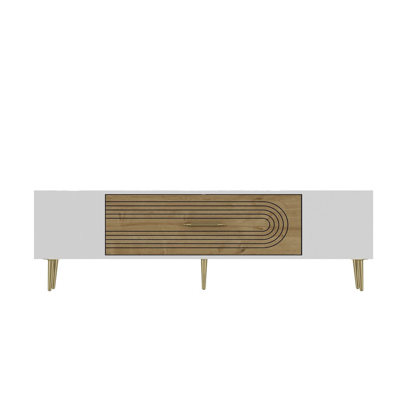 Olivia Unfinished TV Stand, White/Natural/Gold, 150cm