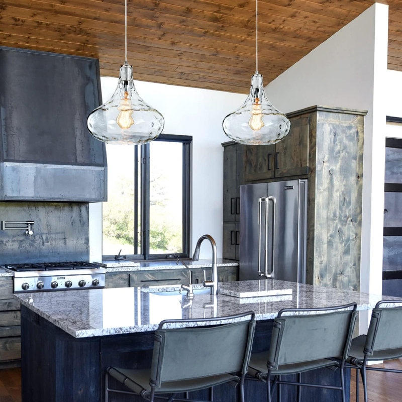 Hammered Glass Pendant Light