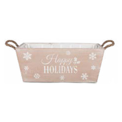 Panier en bois massif Happy Holiday