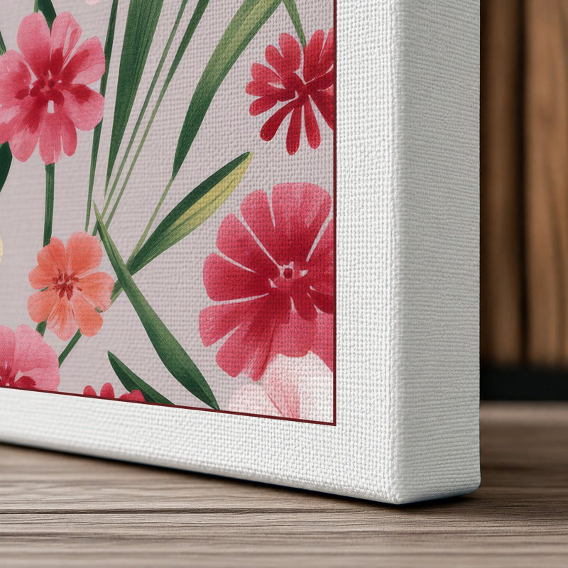 Crimson Carnation Bloom Botanical - Wrapped Canvas, 36x24 - 91.4 x 61.0 cm, White Border