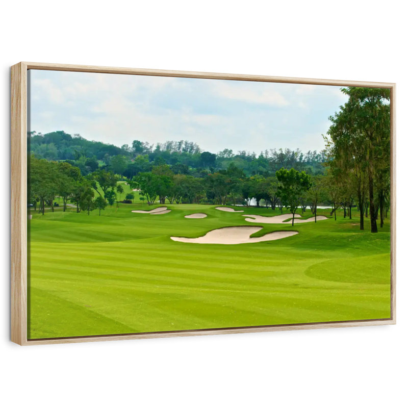 Magnifique terrain de golf, Cadre flottant en bois naturel, 40 po x 27 po