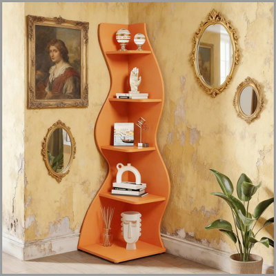 5-Tier Wall Corner Bookshelf Corner Shelf Storage Rack Plant Stand