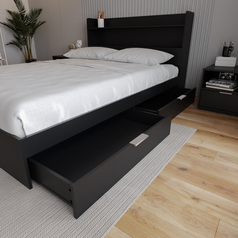 Platform Storage Bed, Queen, Black