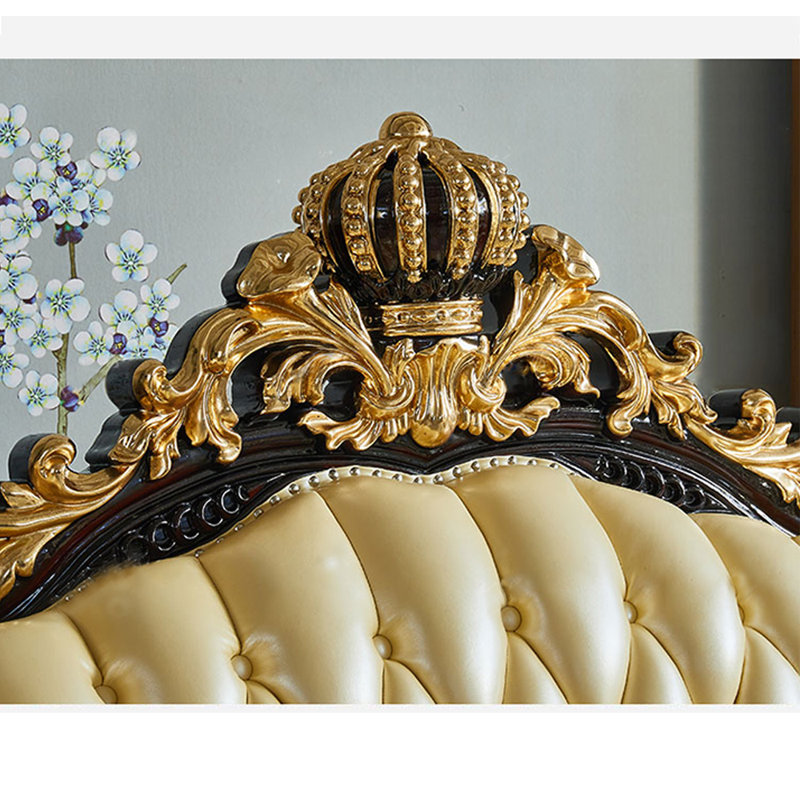 Fauteuil de luxe à couronne sculptée en bois massif