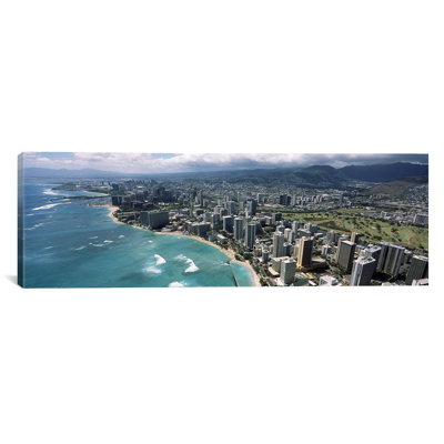 Panoramic Aerial View of Buildings at the Waterfront, Waikiki Beach, Honolulu, Oahu, Hawaii Photographic Print on Canvas