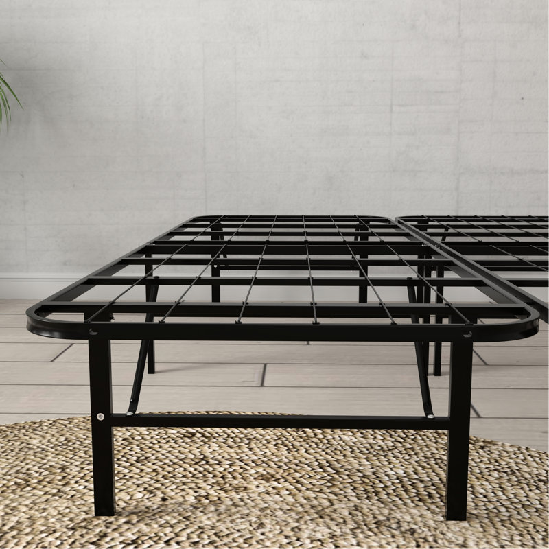 Black Steel King Platform Foundation, 14 - Inch High, No Box Spring, 2000 Pound Capacity, Simple And Fast Installation Tall With Underbed Space, Spring Needed, Assembly